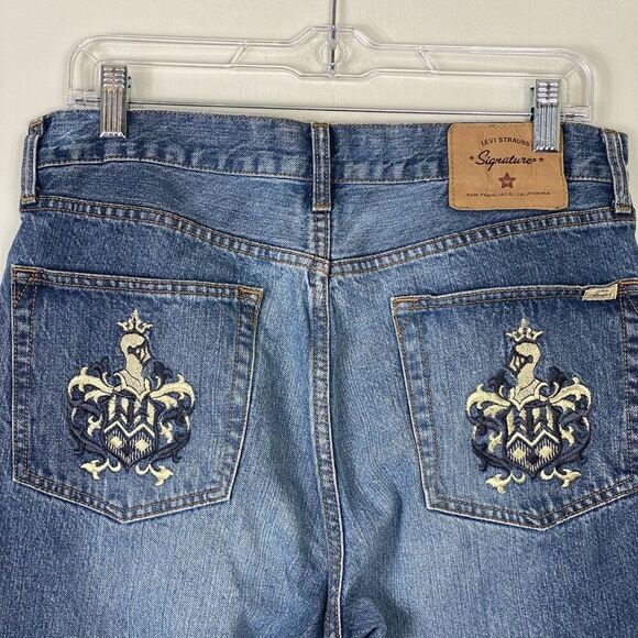 Vintage y2k Levi’s Signature Embroidered Pocket Regular Straight Fit Jeans 34 - Picture 3 of 6